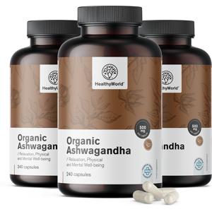 HealthyWorld 3x BIO Ashwagandha 500 mg, zusammen 720 Kapseln