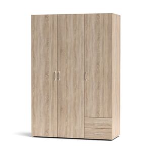 Toscohome 120x177h cm Kleiderschrank aus Holz mit drei Türen und zwei Schubladen Sonoma Eiche Farbe - Seba