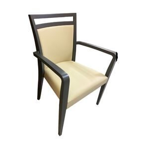Toscohome Alpha Sessel aus beigem Holz und Kunstleder
