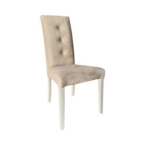 Toscohome Beige stoffbezogener Stuhl mit 3 Knöpfen und Holzgestell - Montecarlo