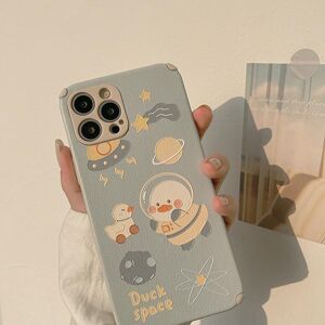 Pomoiii-Digital 3c Space Duck Leder Handyhülle Süße Hülle Für Iphone 11 12 Mini 13 Pro Max 7 8 Plus Xs Max Xr X Cartoon Funda Conque Capa