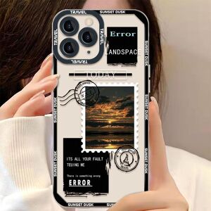 Pomoiii Digital Landschaft Stempel Label Handyhülle Für Iphone 13 11 14 Pro Max Hüllen Iphone 12 Mini 7 8 Plus Xsmax Xr Se 2022 2020 Soft Back Cover