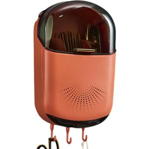 Practical Household Essstäbchenhalter, An Der Wand Montierter Gabel-Löffel-Behälter Mit Abtropfschale, Robuster Belastbarer Besteckhalter, Heimbedarf Orange