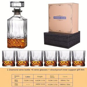 Thaya Elegantes 7-Teiliges Whisky-Dekanter-Set Mit Doppelschichtigen Vintage-Gläsern – Bleifreies Glasgeschirr Für Die Hausbar Oder Zum Verschenken