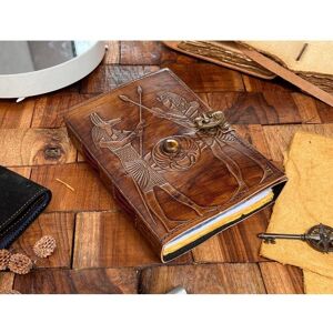 Vintage Leather Diary Ägyptisches Vintage-Leder-Tagebuch Mit Schloss, Antike Hieroglyphen, Buch Der Schatten, Grimoire, Blanko-Zauberbuch, Hexentagebuch, Spirituelle Gesche