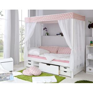 Ticaa Himmelbett Rosa Var. 3 - mit Funktionsschubkasten