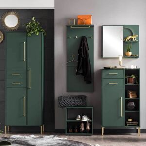 Pharao24.de Garderobenkombination im Skandi Design Dunkelgrün und Gold (fünfteilig)