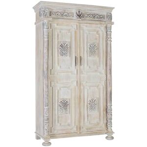 Pharao24.de Holzschrank Massiv Schrank Holz in Holz White Wash handgearbeitet