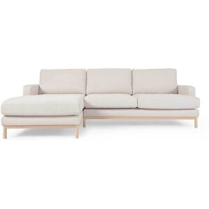 Pharao24.de Skandi Design Eckcouch in Cremefarben Vierfußgestell aus Holz