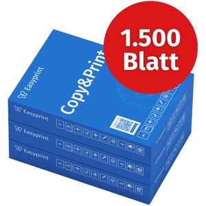 Easyprint Druckerpapier Kopierpapier 1500 Blatt 3 x 500 A4 Premium Hochweiß CIE 160 Testsieger PEFC Umweltzertifikat