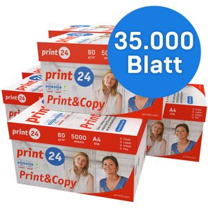 print24 Druckerpapier Kopierpapier 35000 Blatt 70 x 500 A4 80g Premium Hochweiß CIE 160 Testsieger PEFC Umweltzertifikat
