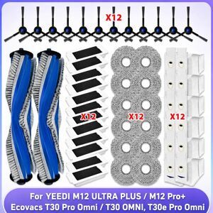 OSSIEAO Passend Für Ecovacs T30 Pro Omni / T30 OMNI, Ecovacs Deebot T30e Pro Omni, YEEDI M12 ULTRA PLUS / M12 Pro+ Teile Hauptrolle Seitenbürste Filter Staubbeutel Wischmopptuch