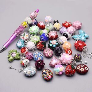 YanQi Neue 5 stücke glänzende Polymer Clay Perlen Regenbogen Strass Disco runde Herz Krone Perlen für Schmuck machen DIY Stift Handy-Kette