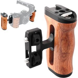 YPAY Universal Kamera Käfig Links/Rechts Seite Griff Für Sony Für Canon Kamera Käfig Holzgriff Grip Kalten Schuh für mic Video Licht