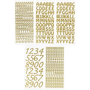 Klebesticker "Buchstaben & Zahlen", gold, 23 x 10 cm, 5 Bogen