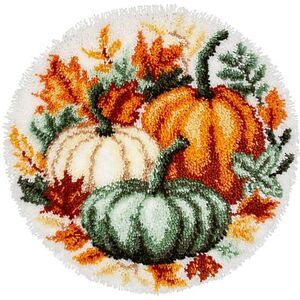 Knüpf-Formteppich "Kürbis", Ø 55 cm