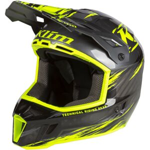 Klim F3 Carbon Pro Thrashed Hi-Vis Snowmobil Helm - Schwarz Gelb - XL - male