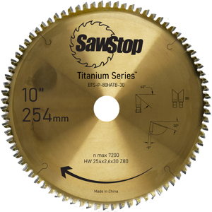 Sawstop Titanium Sägeblatt 254x2,6x30, WZ=80
