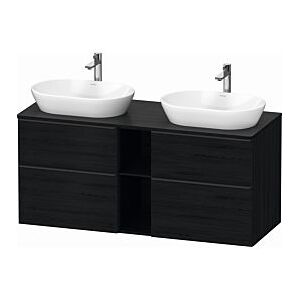 Duravit D-Neo Waschtisch-Unterschrank DE4970B1616 140 x 55 cm, Eiche Schwarz, wandhängend, 4 Schubkästen, 1 Konsolenplatte, Becken beidseitig