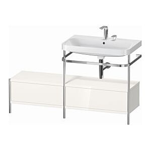 Duravit Happy D.2 Plus Möbelwaschtisch-Kombination HP4857E2222 140x49cm, mit Metallkonsole, 2 Hahnlöcher, weiß hochglanz