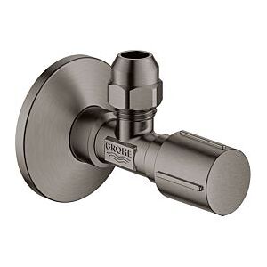 Grohe Eckventil 22037AL0 1/2" x 3/8", Metallgriff, Rosette, Quetschverschraubung 1 cm, hard graphite gebürstet