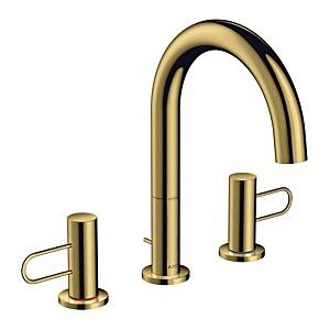 Hansgrohe Axor Uno 3-Loch-Waschtischarmatur 38054990 Ausladung 173mm, mit Bügelgriffen, Zugstangen-Ablaufgarnitur, polished gold optic