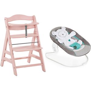 hauck Hochstuhl Alpha+, Rose + Bouncer 2in1 Newborn Set, Hearts grey