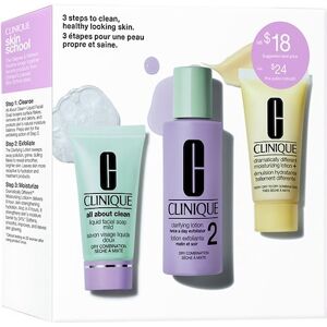 Clinique 3-Phasen Systempflege 3-Phasen-Systempflege Geschenkset Liquid Facial Soap Mild 30 ml + Clarifying Lotion 2 60 ml + Moisturizing Lotion+ 30 ml