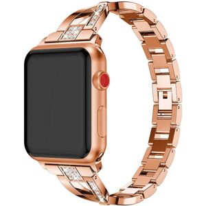 MOBILCOVERS.DK Apple Watch (38/40/SE/41/42mm) Formet Stål Rem m. Rhinsten - Rose Gold