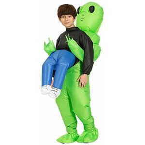 Nabila Oppustelig Alien Kostume til Børn, Halloween & Cosplay, Grøn Outfit_tfrf