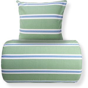 Nordstrand Home Dobbelt sengetøj 200x220 cm - Bomulds flonel - Grøn med striber