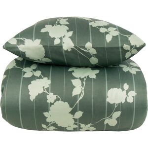 By Borg Sengetøj 200x220 cm - 100% bomuldssatin - Rosenbloom grøn blomstret sengetøj - Ekstra blødt sengesæt fra