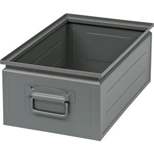 kaiserkraft Caja apilable de chapa de acero, capacidad aprox. 30 l, gris basalto RAL 7012