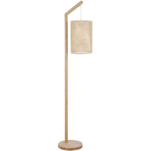 Maisons du Monde Lampadaire en chêne abat-jour cannage en rotin H143 Beige 30x143x24cm