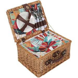 The Home Deco Factory Panier de pique nique avec vaisselle pour 4 personnes Marron 39x19x29cm