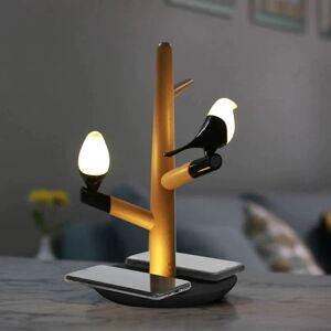 Lampe de Chevet Design Oiseau avec Chargeur Sans fil et Porte Accessoires - SILAMP