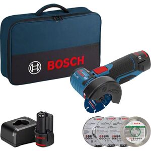 Meuleuse d'angle 12 V GWS 12V-76 Professional + 2 batteries 2 Ah + chargeur + sac à outil soft bag BOSCH 06019F200C