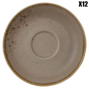 Vivo - 12 Sous-tasses à moka en Faïence StoneWare beige/marron/blanc - D.12 cm beigemarronblanc
