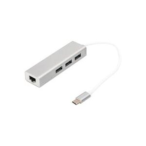 Digitus Concentrateur USB 3.0 de Type-C™ avec Gigabit Ethernet, Hub USB