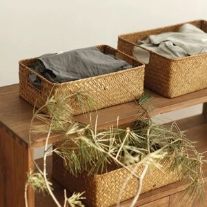Aucun Zerolife-Panier en jonc de mer tissé pour décoration intérieure, panier en osier naturel, panier de