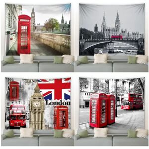 Aucun Tapisserie de cabine téléphonique rouge de londres, bâtiment de ville, Bus Big Ben, tapisseries rétro, maison moderne, salon, dortoir, décoration murale suspendue
