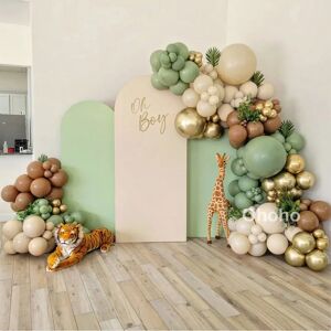 Aucun Guirlande de ballons en arc café marron Beige vert, Kit de décoration pour réception-cadeau pour