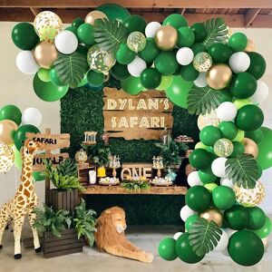 Aucun Ballons de fête d'animaux de la Jungle, guirlande en arc, Kit de confettis vert et doré, fête