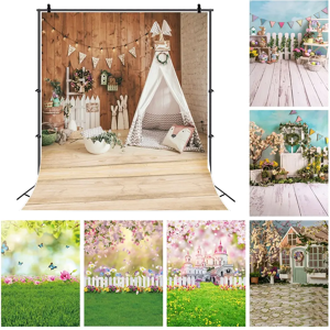 laeacco Printemps pâques toile de fond photographie paysage naturel herbe verte intérieur planche de bois