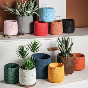 Aucun Décoration de pot de fleur en ciment nordique, pierre de montagne créative, plante verte respirante en pot avec escalade