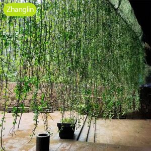 Zhanglin Couronne de vigne artificielle en rotin, verte, jaune et rouge, 150 cm, pour décoration de maison,