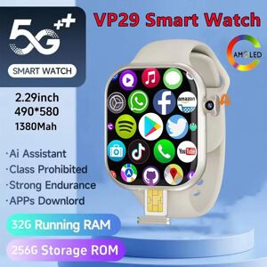 oeny 2025 nouveau VP29 5G Android 256GB stockage 4G/5G LTE carte Sim GPS WIFI 2.29 pouces 490*580 smartwatch avec caméra rotative 8 mégapixels