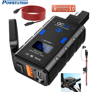 Aucun Powstation chargeur de téléphone de Moto étanche QC3.0 USB + Type C 6.4A chargeur avec cordon