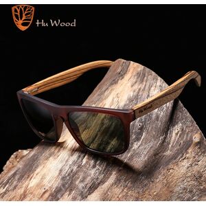 HU WOOD HU – lunettes de soleil polarisées en bois zèbre pour homme, verres rectangulaires, Protection UV400, pour la conduite, GR8002