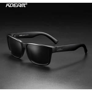KDEAM nouveau tout noir carré lunettes de soleil polarisées hommes plat haut concepteur Polaroid